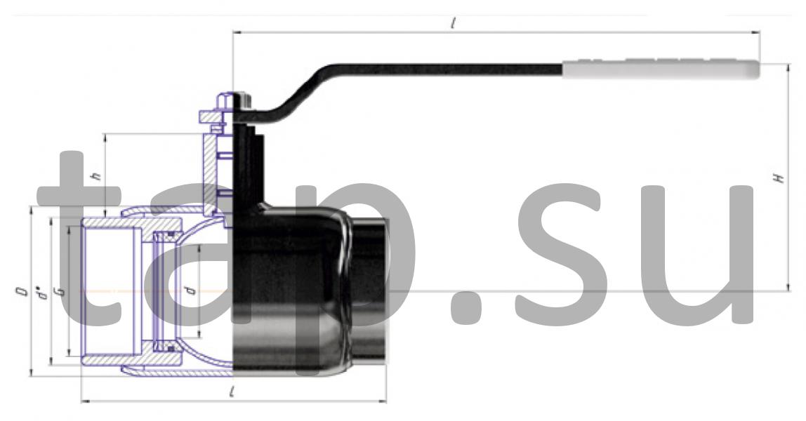 Кран ALSO КШ.М.П. DN 15-80 PN 25, 40 муфта/муфта (полнопроходной ...